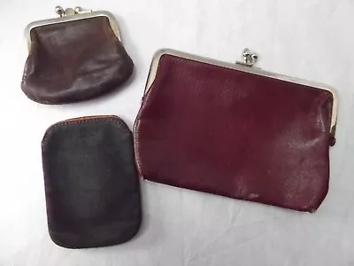 Vtg Lot 3 Small Leather Change Coin Purse Wallet Holder • $22.98