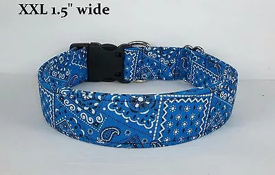 Royal Blue Bandana Terri's Dog Collar Handmade Adjustable Western Fabric • $13.99