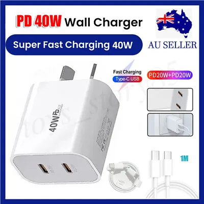 $4.99 • Buy 40W Super Fast Wall Charger W/Type-C Cable For Samsung Galaxy S21 22 S23 Ultra