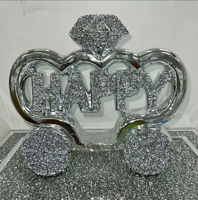 £19.99 • Buy Crushed Diamond Silver Crystal Stunning Happy Ornament Sparkly Ornament Gift Ite