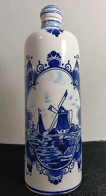Decanter Delft Blue Elesva Holland Windmill Ceramic Liquor Vintage Bottle Jug  • $45