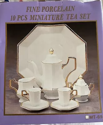 White Gold Mini Tea Set Vintage EUC 9 Pieces Only One Cup • $19.99