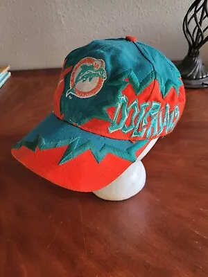 Vintage 90s Miami Dolphins Drew Pearson Jagged Edge Shockwave Snapback Hat Rare • $199.95