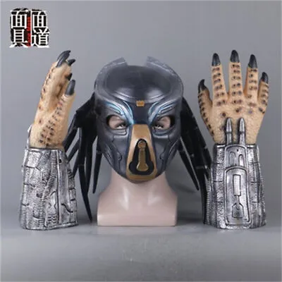 Predator Mask Gloves Halloween Cosplay Props Headgear Helmet Adult Latex Costume • $58.29