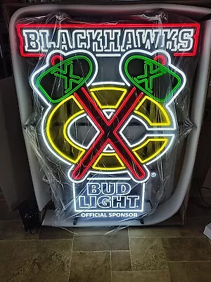 Chicago Blackhawks Led Light Up Sign NHL Hockey Bud Light Beer New Style • $359.99