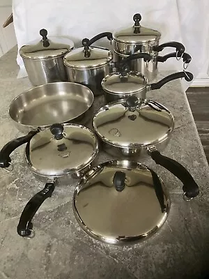 Vintage Farberware Aluminum Clad Stainless Cookware 15 Piece Pans Pot Lids • $100