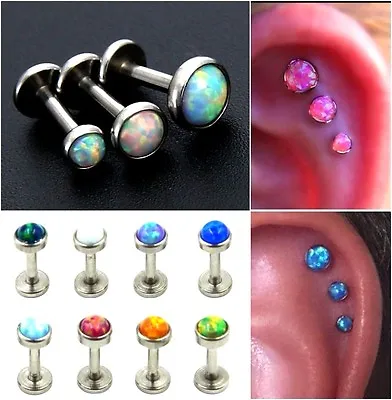 Opal Labret Stud Tragus Triple Piercing Forward Helix Earring Cartilage Stud X 1 • £13.99