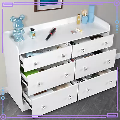 6 White Drawer Chest Of Drawers Bedroom Storage Cabinet Dresser Organizer Unit • £118.75