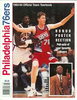 1993-94 Philadelphia 76ers Official Team Yearbook Shawn Bradley With Posters • $3