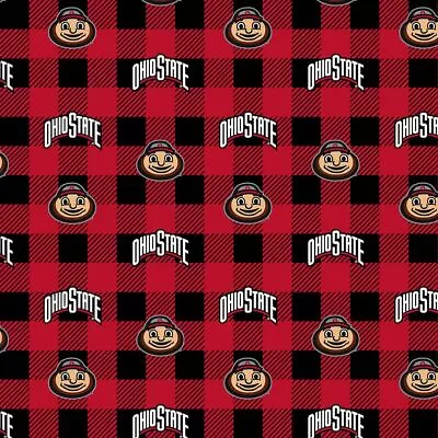 Ohio State University Buckeyes Buffalo Plaid Fleece Fabric-NCAA Blanket Fabric • $18.99