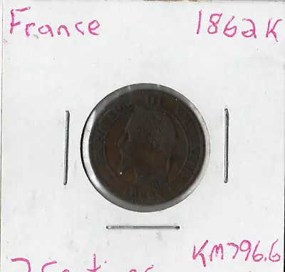 Coin France (Napoleon III) 2 Centimes 1862 K KM796.6 • $4.39