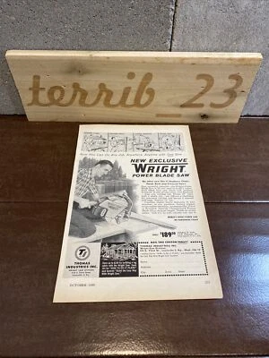 $8.99 • Buy 1959 Wright Power Blade Saw Print Ad #AD3-5