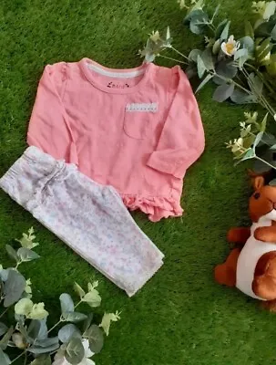 Primark Baby Girls 0-3M Pink Long Sleeve Top George Floral Leggings Set • £3.85