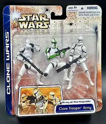 2003 Star Wars CLONE TROOPER ARMY 3-Pack Sealed Green Clones Empire Republic • $65