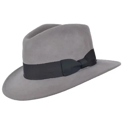 Indiana Jones Fedora Hat 100% Wool Felt  Hat With Wide Band • £28.99