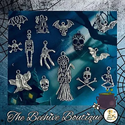 £2.45 • Buy ❤Ghosts,Ghouls & Bats Halloween Themed Charms❤Set Of 14 - INCLUDES ENAMEL SKULL❤