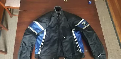 BMW Motorrad Club 2 Padded Motorcycle Jacket Adult Medium Black Blue White Biker • $150