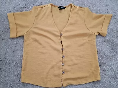 Ladies New Look Button Up Top - Size 8 - Mustard Yellow • £3.50