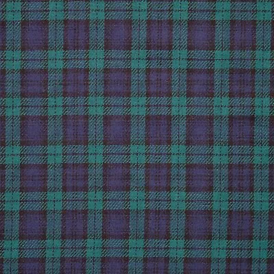 Black Watch Tartan Fabric Brushed 100% Cotton Colours Blue & Green Very Cosy • £9.95
