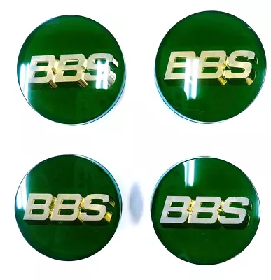 BBS Wheel Center Caps 56mm Genuine Emblem Green Gold 3D Logo 5624164 Set Of 4 • $311.56