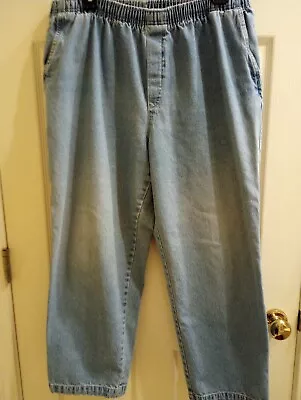 Cabin Creek  Women's Elastic Waist Pull On Jeans Size 18 WP Cotton Faded  • $12