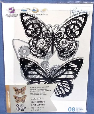 Couture Creations Butterflies & Gears Dies + Acrylic Stamps 8pc Steampunk Dream • $26.99