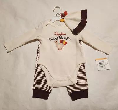 NWT Little Me My First Thanksgiving Bodysuit Pants Hat 12 Months Unisex Baby • $11.99