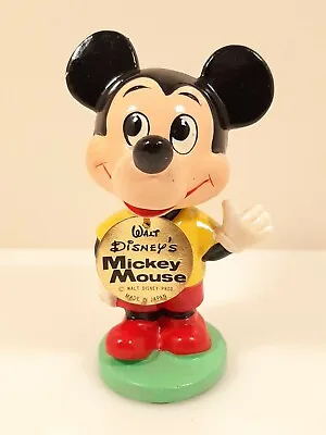 MICKEY MOUSE BOBBLEHEAD Painted Wood Rare Vtg 60's Walt Disney Original NICE! • $60