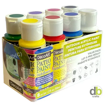 £24.99 • Buy DecoArt OUTDOOR Patio Garden Paint 8 Pack Acrylic Paints 2oz DASK425