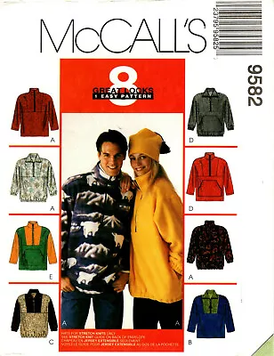 McCalls 9582 Misses Mens Unisex Fleece Top & Hat Sewing Pattern Uncut • $8.74