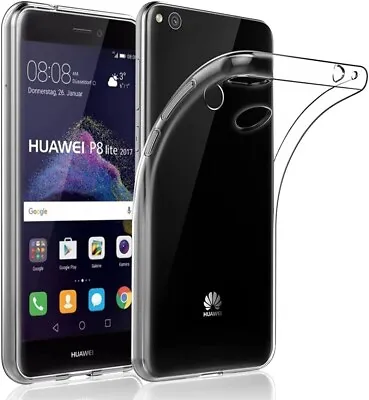 For HUAWEI P8 LITE 2017 SHOCKPROOF TPU CLEAR CASE SOFT SILICONE GEL SLIM COVER • £4.94