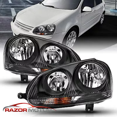 $178.92 • Buy 2006 2007 2008 2009 For Volkswagen VW Mk5 Golf Jetta GTI Black Headlights Pair