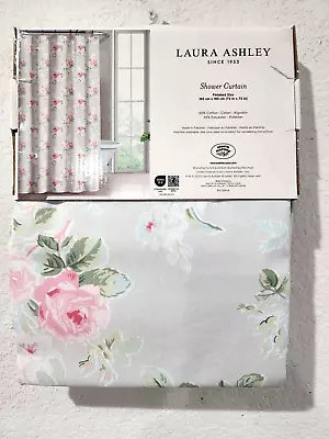 Laura Ashley Shabby Chic Pink Roses Floral Shower Curtain 72  X 72  • $44.64