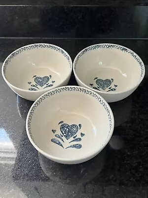 Gibson Blue Heart Sponge Soup Bowls Set Of 3 Vintage • $14