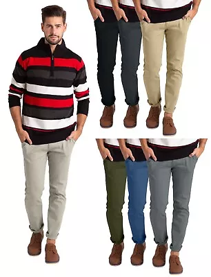 Mens Full Pant Slim Fit Classic Casual Stretch Cotton Skinny Chino Dress Pants • $22.09