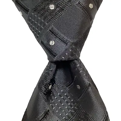 PAL ZILERI Men's Silk/Polyester Necktie ITALY Designer Geometric Gray PERFECT • $41.99