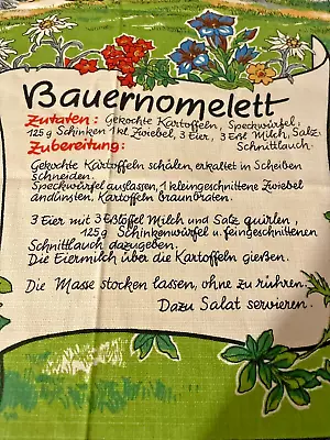 Vintage Bauernomelett German Germany Dish Towel Green Linen- Never Used! • $14.95