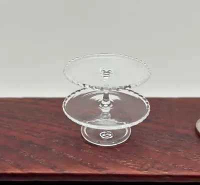 Dollhouse Miniature Glass 2-Tier Cake Stand • $17.50