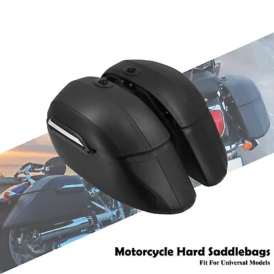 Motorcycles Universal Black Hard Trunk Saddlebags Luggage Fit For Harley Honda • $759.99