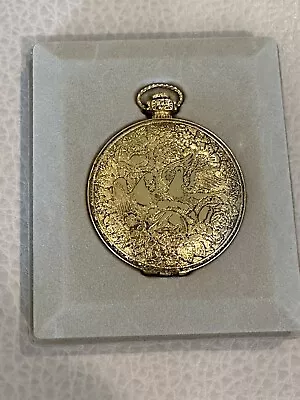 Vintage Max Factor Compact Dove Design Gold Tone Pocket Watch Mirror Puff • $18