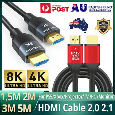 HDMI Cable V2.1 V2.0 Ultra HD 8K 4K 2160P1080P Super Speed 3D Ethernet 1.5M-5M • $8.91