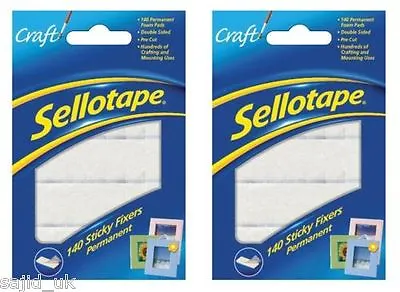 £4.99 • Buy 280x Sellotape Permanent Double Sided Sticky Fixers Foam Pads - 12mm X 25mm