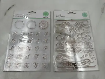 Clear Acrylic Holiday Flourish & Monogram Stamps Martha Stewart Crafts Lot Of 2 • $16.95