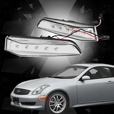 White LED Bumper Side Marker Lights Lamps Clear For 2003-2007 Infiniti G35 Coupe • $9.89