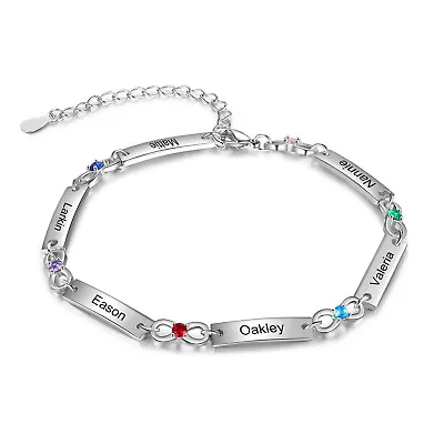 Personalize Women Infinity Charm Bracelets Chain 1-6 Family Name Birthstone Gift • $14.99