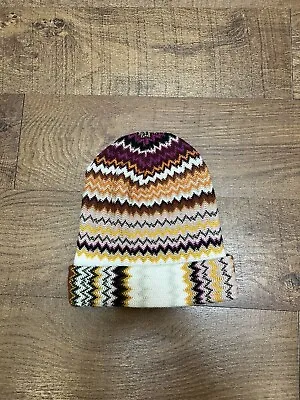 Missoni Cappello Wool Blend Zigzag Multicolor Knit Hat Beanie Made In Italy NWT • $45