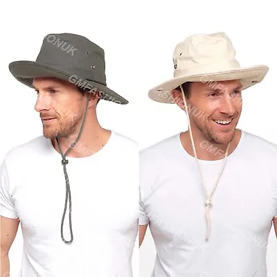 £11.99 • Buy Mens Australian Outback Safari Aussie Bush Hat Summer Sun Protection Wide Brim