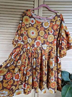 £49.99 • Buy Vintage Retro Handmade Floral 60s 70s Dress By Dream Jeanie Flower 14 16 18 20