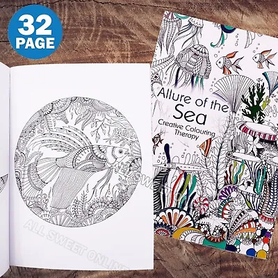 Adult Colouring Books A4 Size Fun Relaxing Mindfulness Sea Theme 32page AU • $8.95