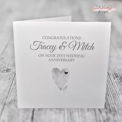 Personalised Silver 25th Wedding Anniversary Card • £3.80